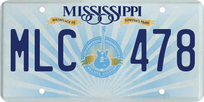 MS license plate MLC478