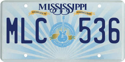 MS license plate MLC536