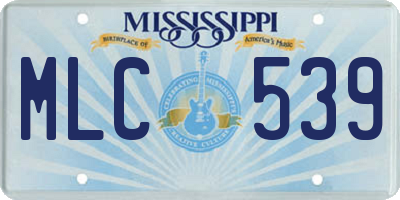 MS license plate MLC539