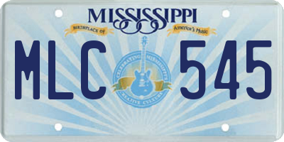 MS license plate MLC545