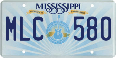 MS license plate MLC580