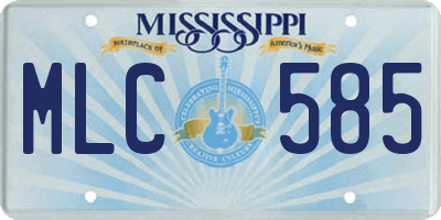 MS license plate MLC585