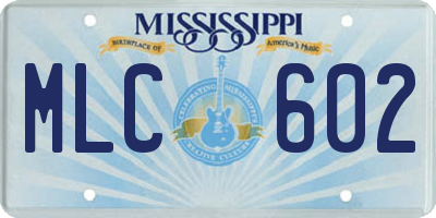 MS license plate MLC602