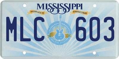 MS license plate MLC603