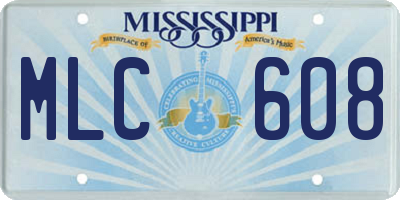 MS license plate MLC608