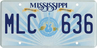MS license plate MLC636