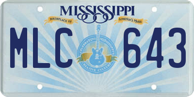MS license plate MLC643