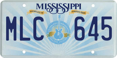 MS license plate MLC645