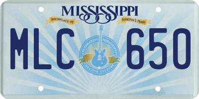MS license plate MLC650