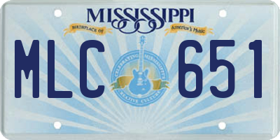 MS license plate MLC651