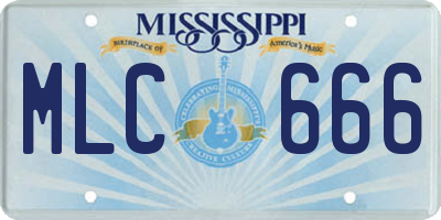 MS license plate MLC666