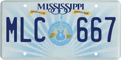 MS license plate MLC667