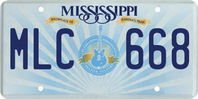MS license plate MLC668