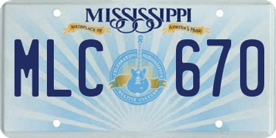 MS license plate MLC670