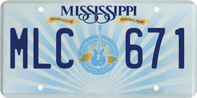 MS license plate MLC671