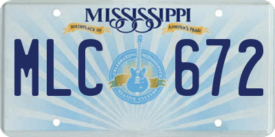 MS license plate MLC672