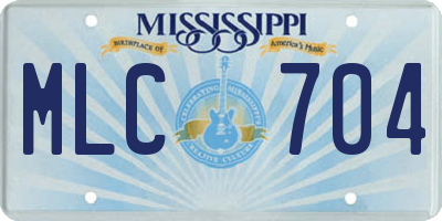 MS license plate MLC704