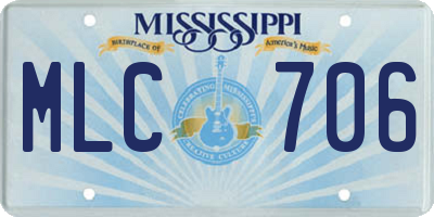 MS license plate MLC706