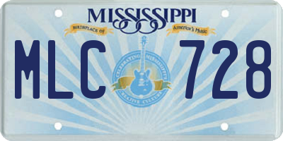 MS license plate MLC728