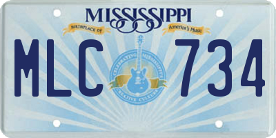 MS license plate MLC734
