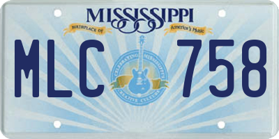 MS license plate MLC758