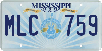 MS license plate MLC759