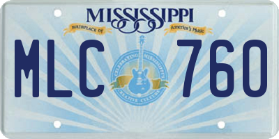 MS license plate MLC760