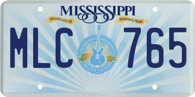 MS license plate MLC765