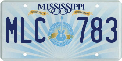 MS license plate MLC783