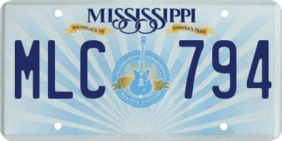 MS license plate MLC794