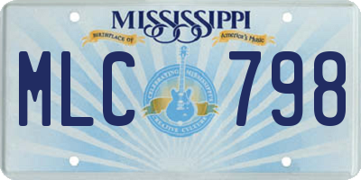 MS license plate MLC798