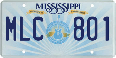 MS license plate MLC801