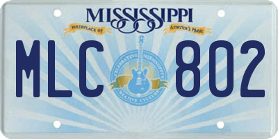 MS license plate MLC802