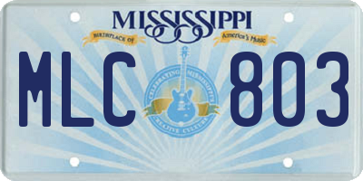 MS license plate MLC803