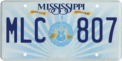 MS license plate MLC807