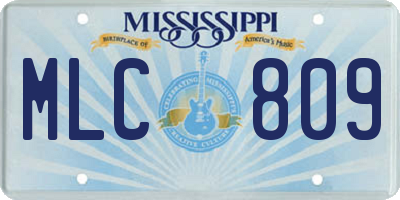 MS license plate MLC809