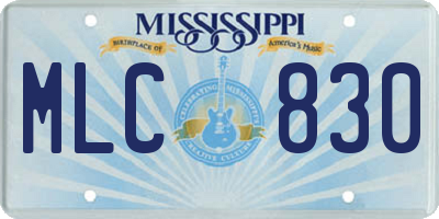 MS license plate MLC830