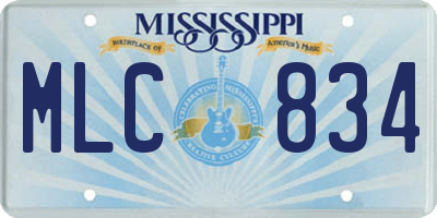 MS license plate MLC834