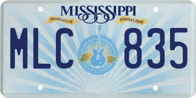MS license plate MLC835