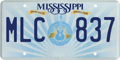 MS license plate MLC837