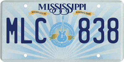 MS license plate MLC838