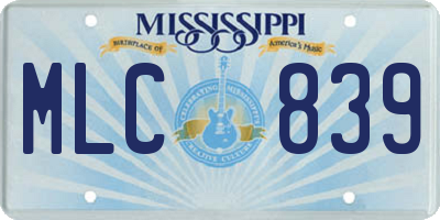 MS license plate MLC839