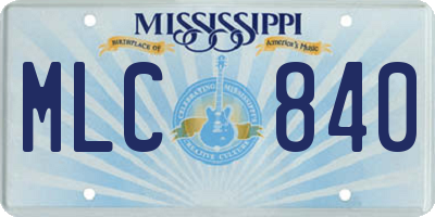 MS license plate MLC840