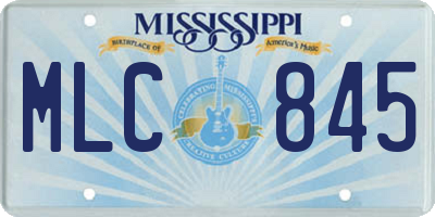 MS license plate MLC845