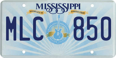MS license plate MLC850
