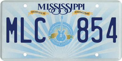 MS license plate MLC854