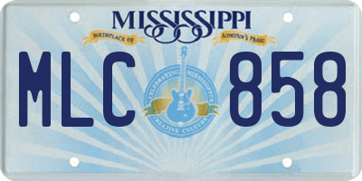 MS license plate MLC858