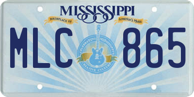 MS license plate MLC865
