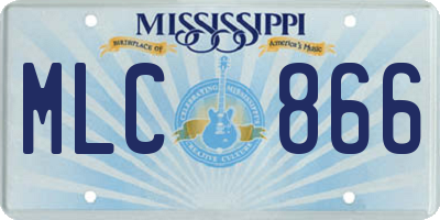 MS license plate MLC866