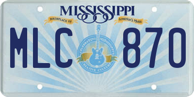 MS license plate MLC870